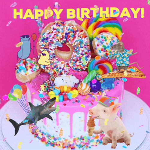 Happy Birthday Unicorn Donut Cake GIF