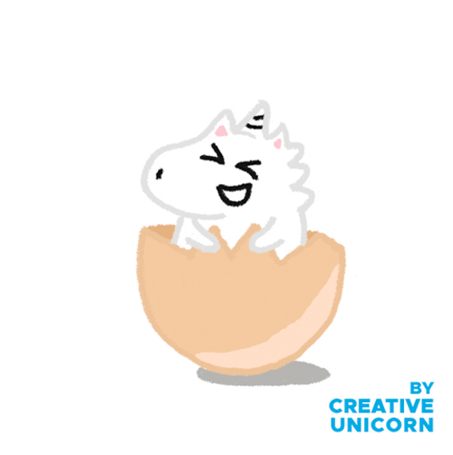 Happy Birthday Unicorn Hiding Eggshell GIF