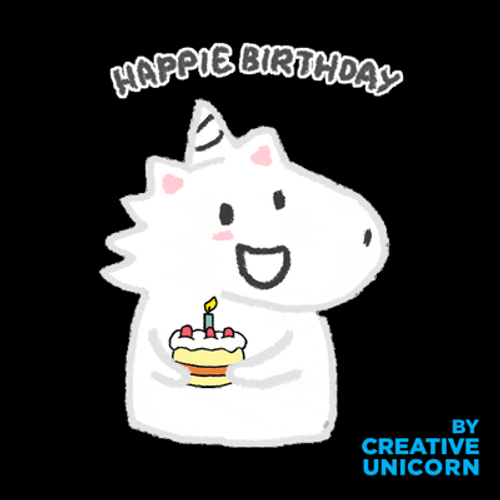 Happy Birthday Unicorn Hugging Cake GIF