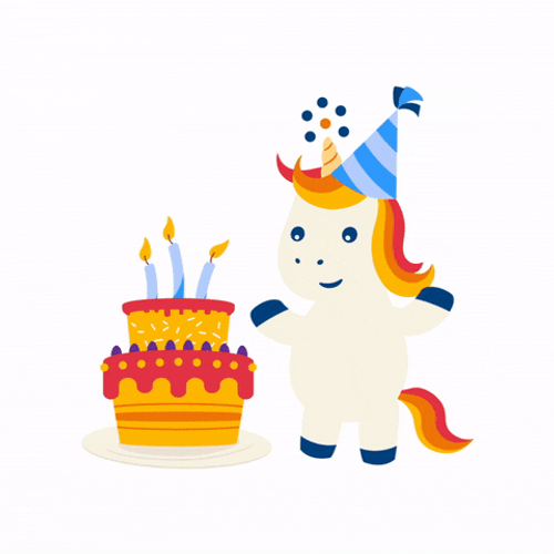 Happy Birthday Unicorn Standing Up GIF