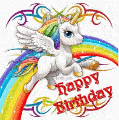 Happy Birthday Unicorn With Wings GIF