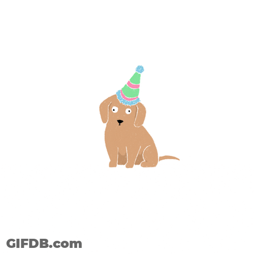 Happy Birthday Wagging Dog Sticker GIF
