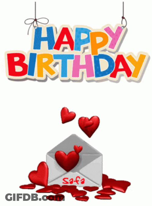 Happy Birthday Wife Sending Hearts GIF