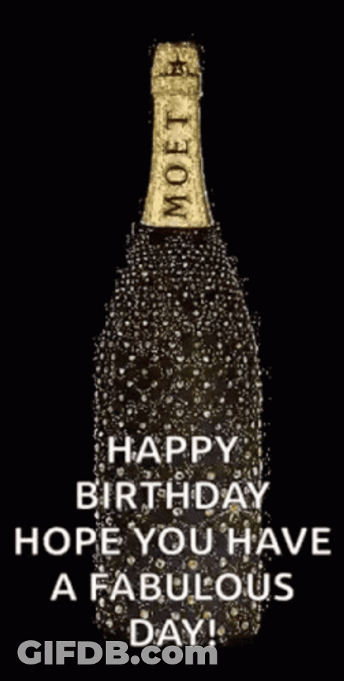 Happy Birthday Wine With Glitters GIF