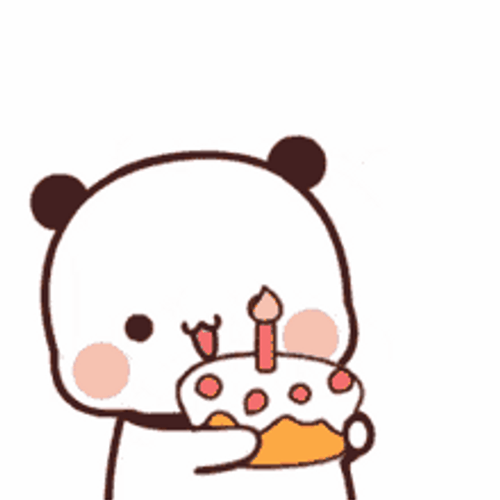 Happy Birthday Wishes Cute Bear Holding Cake GIF