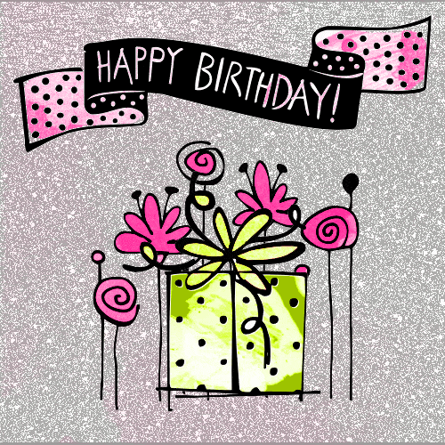 Happy Birthday Wishes Gift Flowers Animation GIF