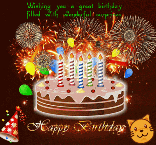 Happy Birthday Wishes Wonderful Surprise GIF
