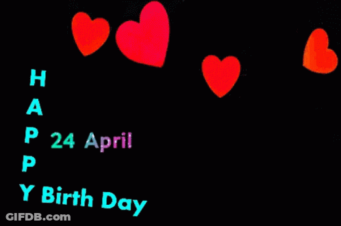 Happy Birthday With Red Hearts GIF
