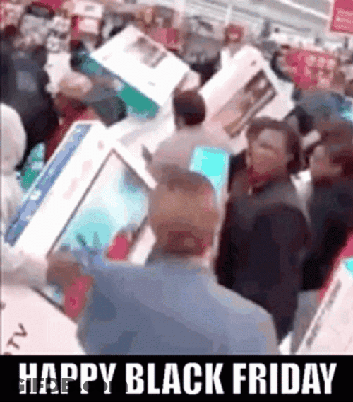 Happy Black Friday People Getting Televisions GIF