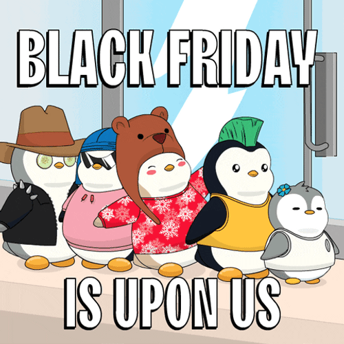 Happy Black Friday Pudgy Penguins In Line GIF