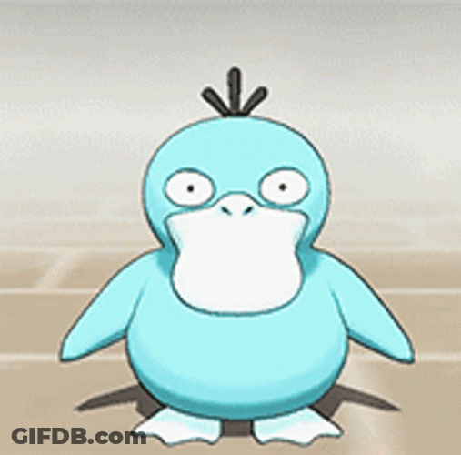 Happy Blue Psyduck Waving Hands GIF