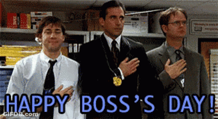 Happy Boss Day Three Men Hand On Chest GIF