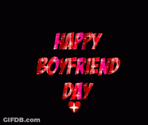 Happy Boyfriend Day Greeting Card With Heart GIF