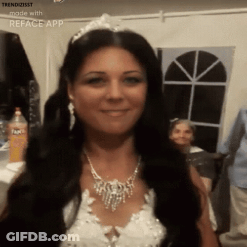 Happy Bride Wide Smile With Missing Teeth GIF
