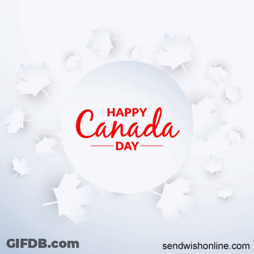 Happy Canada Day Card With Maple Leaves GIF