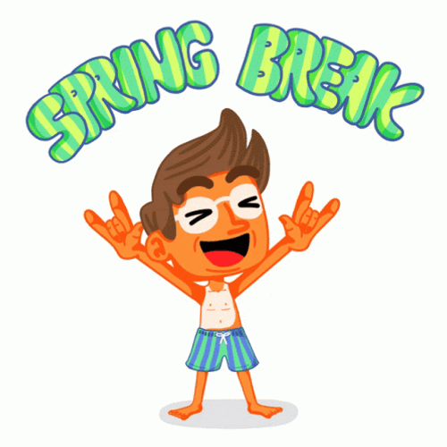 Happy Cartoon Boy Spring Break Animated Art GIF