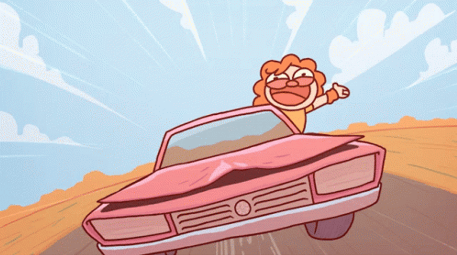 Happy Cartoon Road Trip GIF