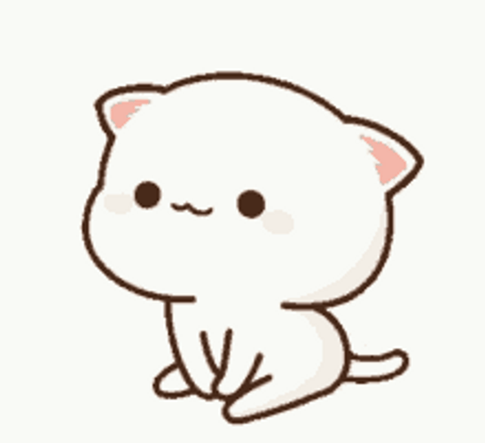 Happy Cat Peach Cute Patiently Waiting GIF