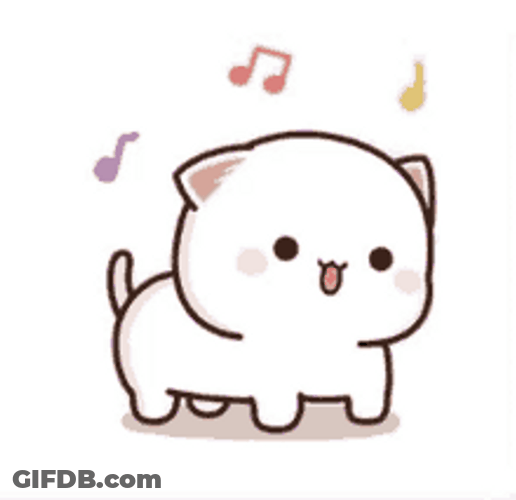 Happy Cat Peach Music Vibing GIF