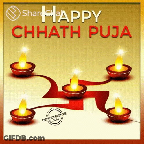 Happy Chhath Puja Greeting Card With Candles GIF