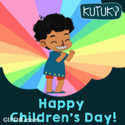 Happy Children's Day Cartoon Boy GIF