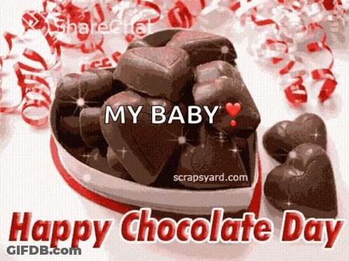Happy Chocolate Day Heart Shaped Box Of Chocolates GIF