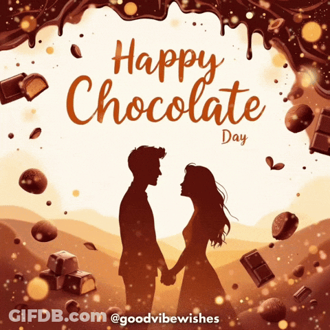 Happy Chocolate Day Poster Man And Woman Holding Hands GIF