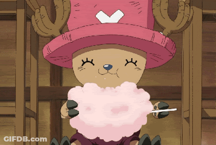 Happy Chopper Enjoying Cotton Candy GIF
