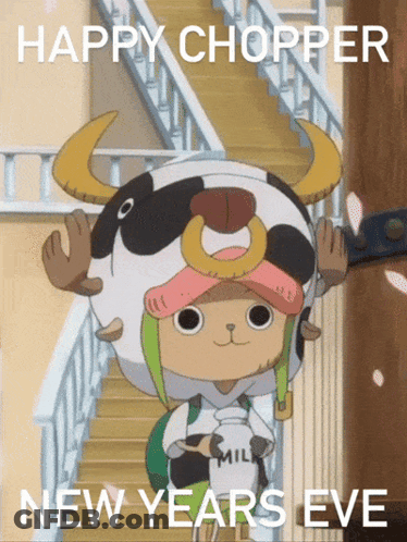 Happy Chopper New Year's Eve Cow Costume GIF