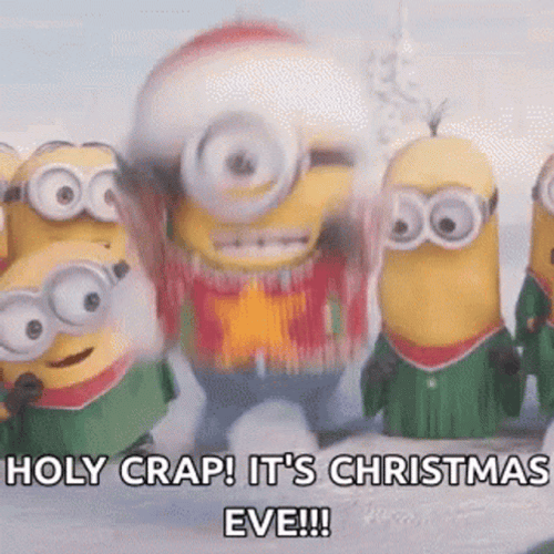 Happy Christmas Eve Excited Minions GIF