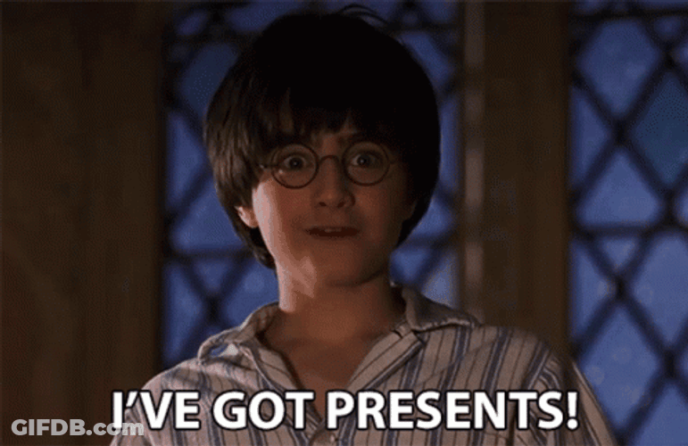 Happy Christmas Harry I've Got Presents GIF