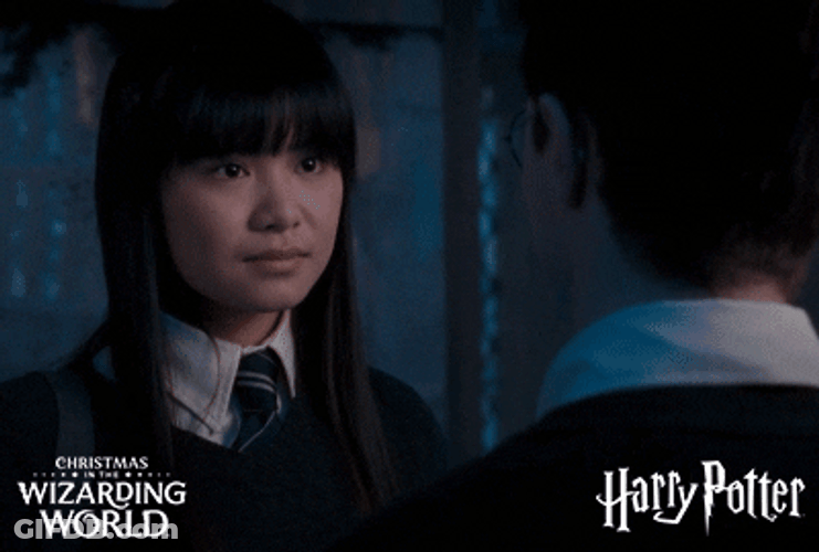 Happy Christmas Harry Katie Leung Look Up GIF