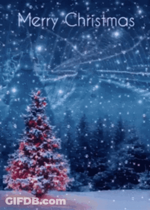 Happy Christmas Harry Lone Tree In Middle Of Snow GIF