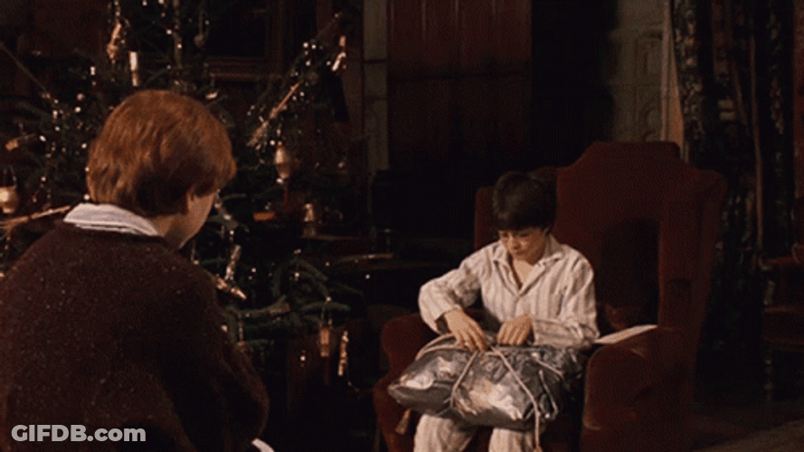 Happy Christmas Harry Potter Opening Gift GIF