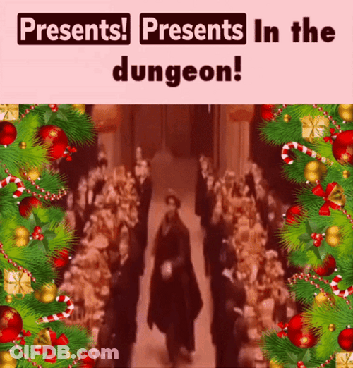 Happy Christmas Harry Presents In The Dungeon GIF