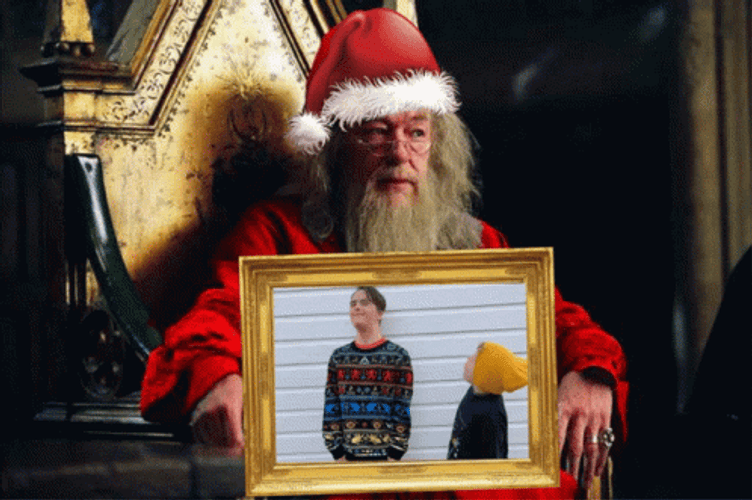Happy Christmas Harry Santa Watching Two Kids GIF