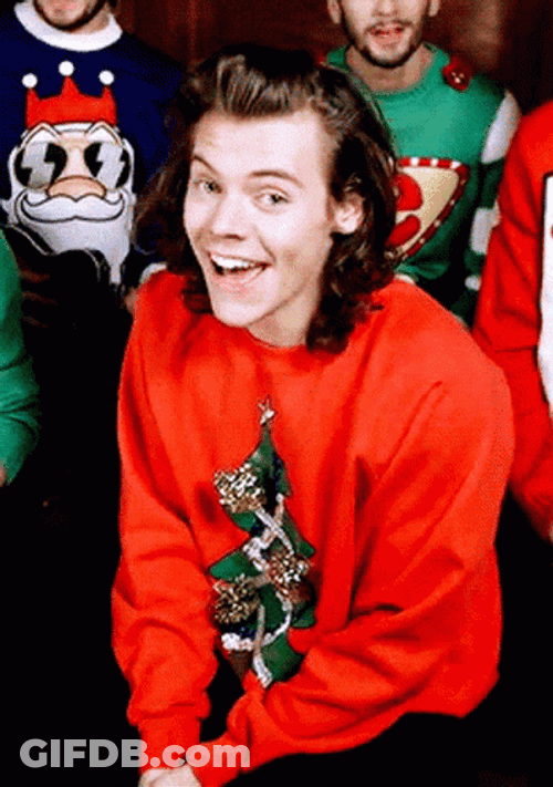 Happy Christmas Harry Styles Red Sweater GIF