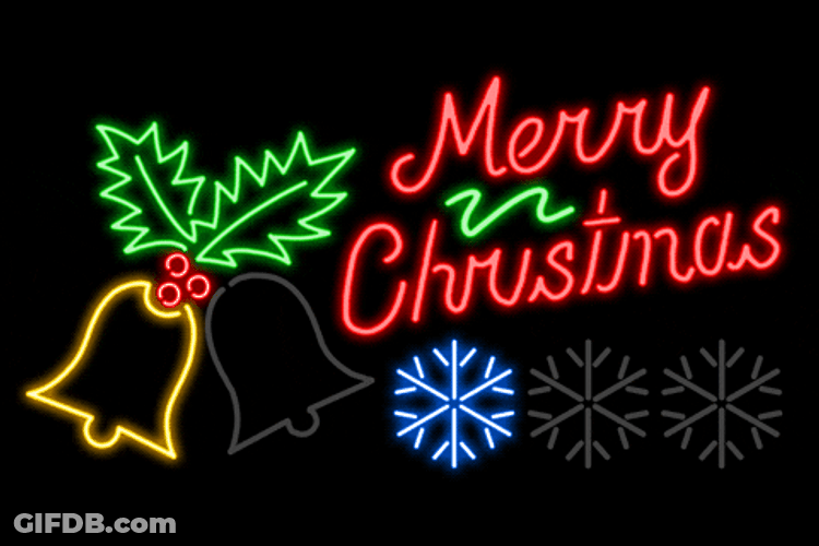 Happy Christmas Neon Lights GIF