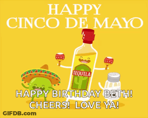 Happy Cinco De Mayo Card With Tequila And Maracas GIF