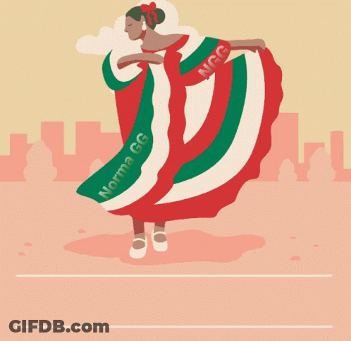 Happy Cinco De Mayo Poster With Woman In Red White Green Dress GIF