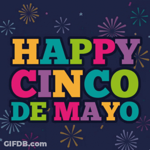 Happy Cinco De Mayo Sign With Fireworks GIF