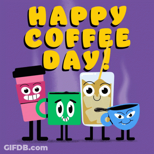 Happy Coffee Day Coffee Cups Poster GIF