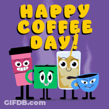 Happy Coffee Day Coffee Cups GIF