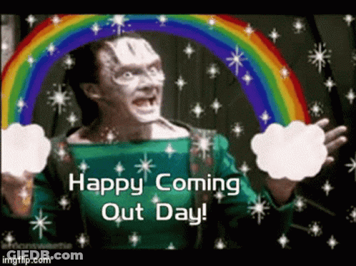 Happy Coming Out Day Greeting Card Rainbow Clouds GIF
