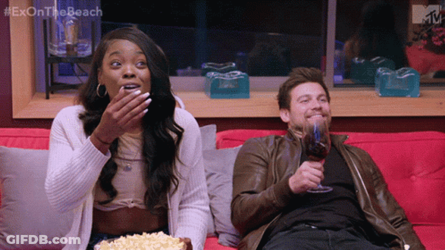 Happy Couple Popcorn Ready GIF