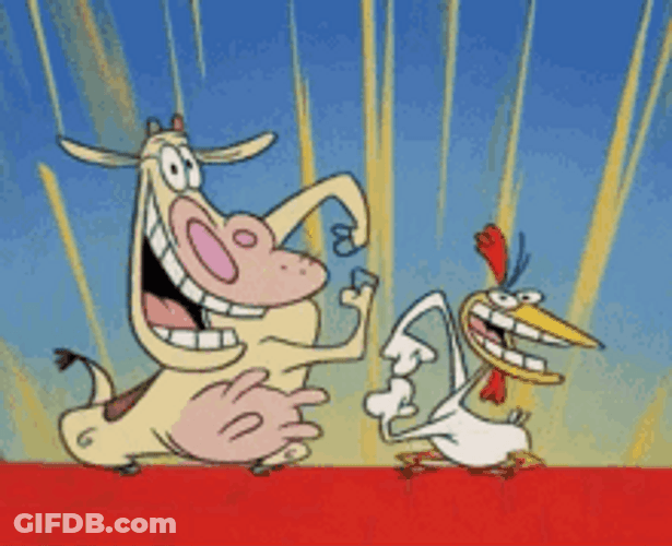 Happy Cow And Chicken Dancing Animation GIF