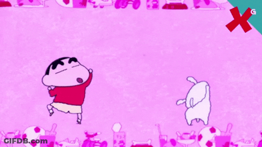 Happy Crayon Shin Chan And Shiro Dancing GIF