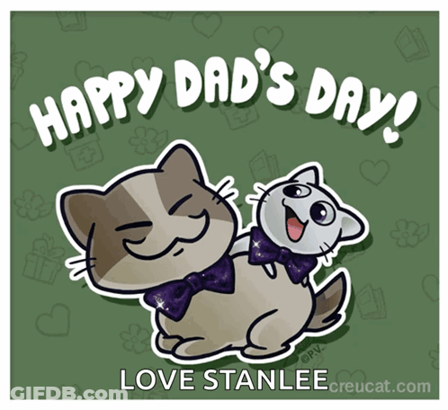 Happy Dad's Day Poster With Cat And Dog GIF