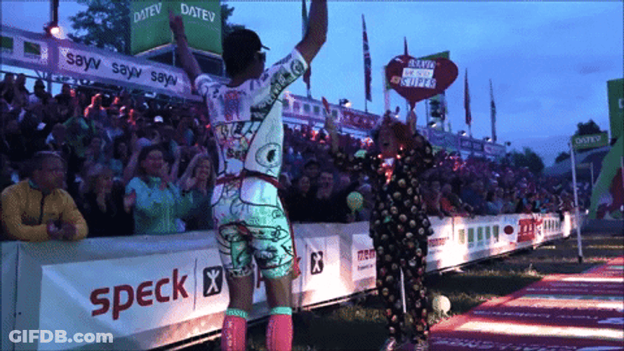 Happy Dance Grooving At Finish Line GIF