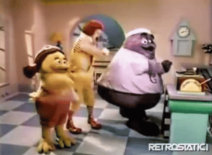 Happy Dance Ronald McDonald Birdie And Grimace GIF
